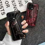 For Oppo Reno16 F 5G Phone Case Marble Pattern Tempered Glass + PC + TPU Protective Phone Cover