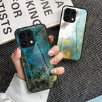 For Oppo Reno16 F 5G Phone Case Marble Pattern Tempered Glass + PC + TPU Protective Phone Cover