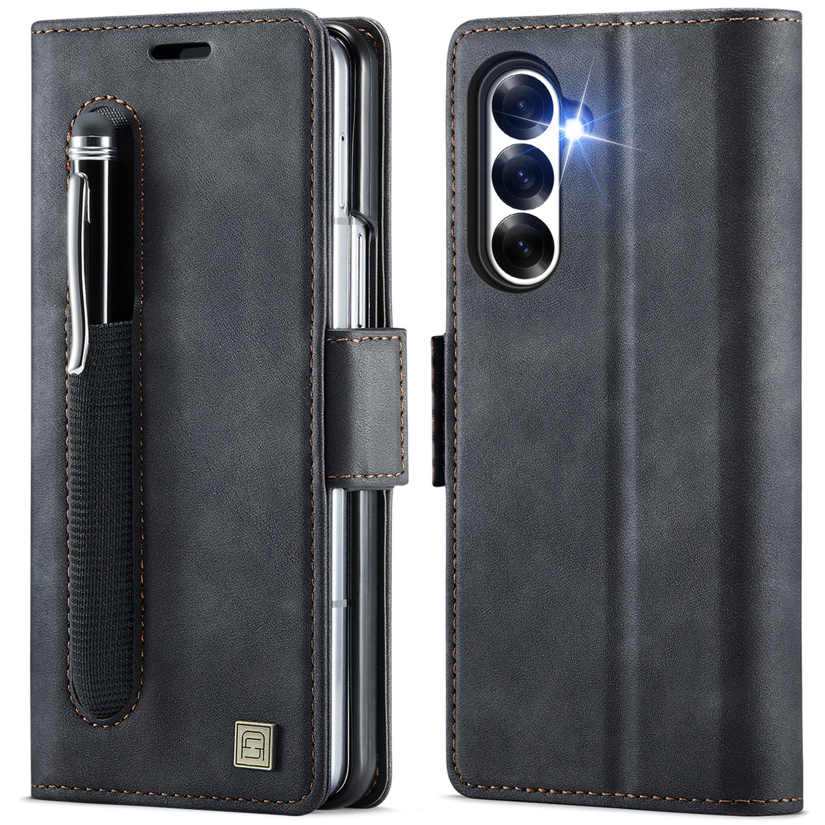 AUTSPACE til Samsung Galaxy Z Fold7 5G A11 Cover RFID-blokerende retro læder mobiltelefon pung cover