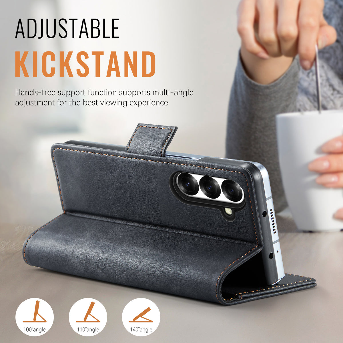 AUTSPACE til Samsung Galaxy Z Fold7 5G A11 Cover RFID-blokerende retro læder mobiltelefon pung cover