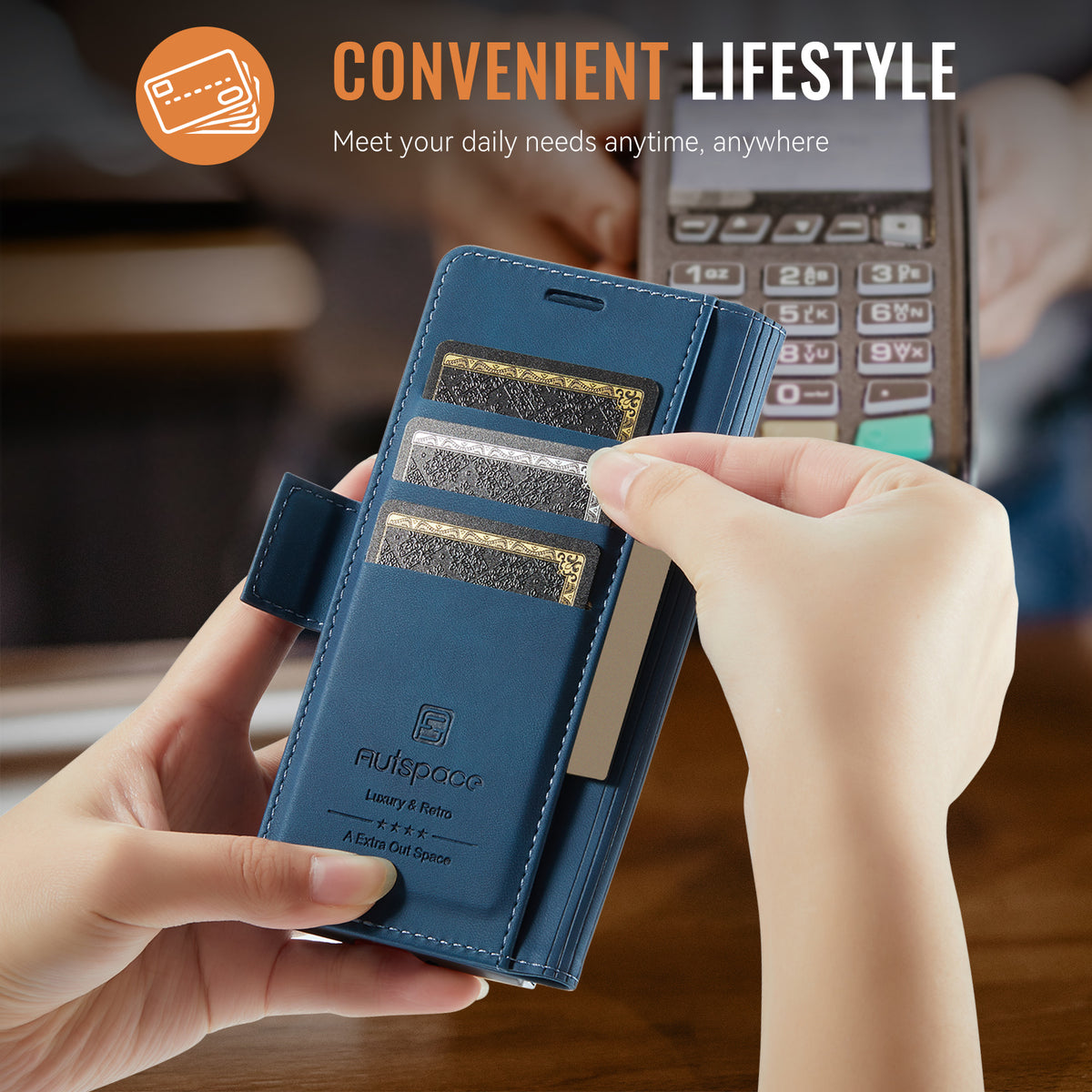 AUTSPACE til Samsung Galaxy Z Fold7 5G A11 Cover RFID-blokerende retro læder mobiltelefon pung cover