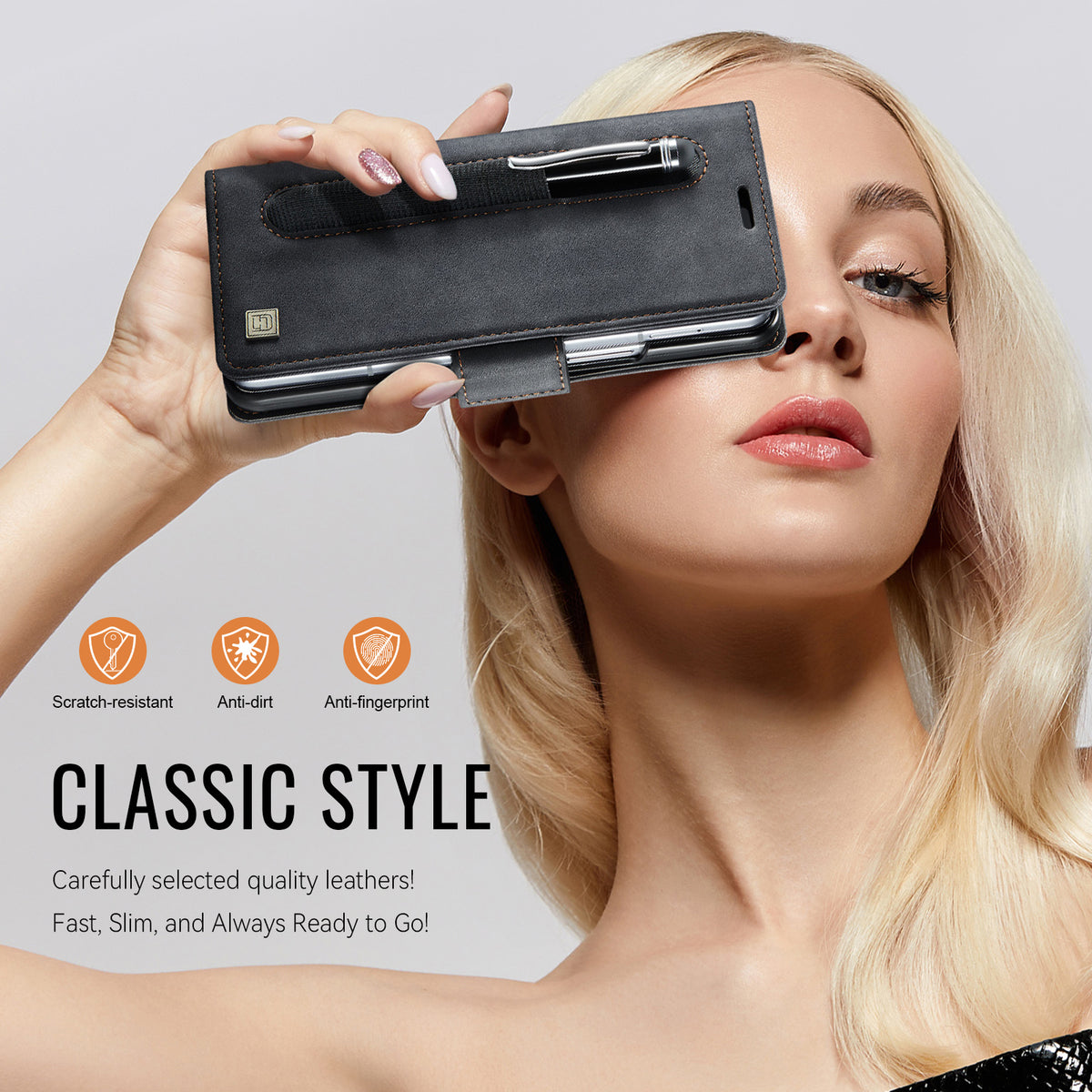 AUTSPACE til Samsung Galaxy Z Fold7 5G A11 Cover RFID-blokerende retro læder mobiltelefon pung cover