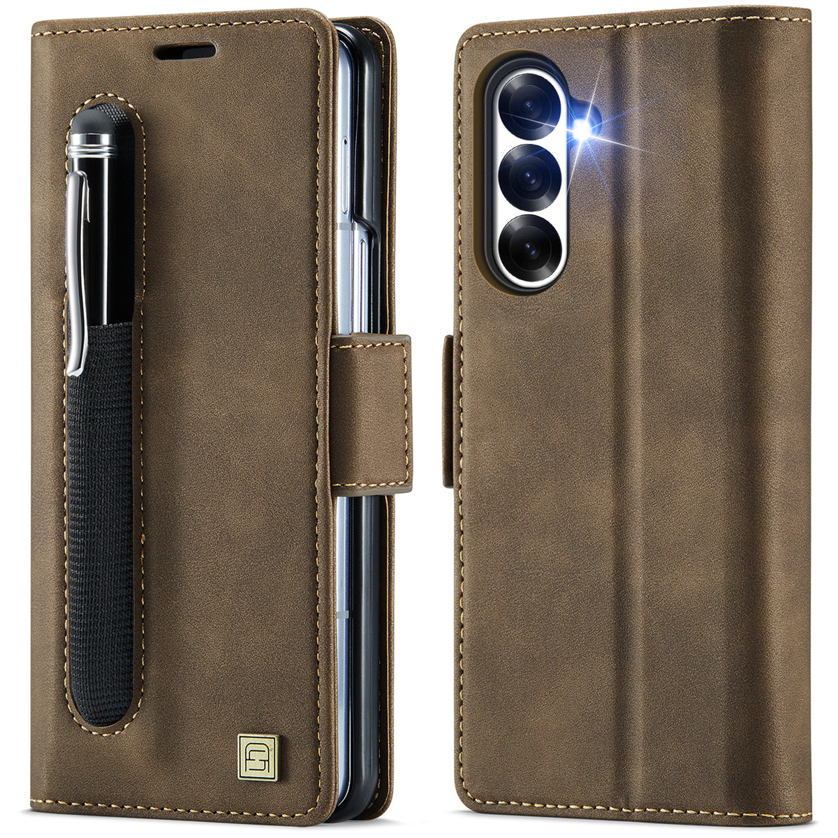 AUTSPACE til Samsung Galaxy Z Fold7 5G A11 Cover RFID-blokerende retro læder mobiltelefon pung cover