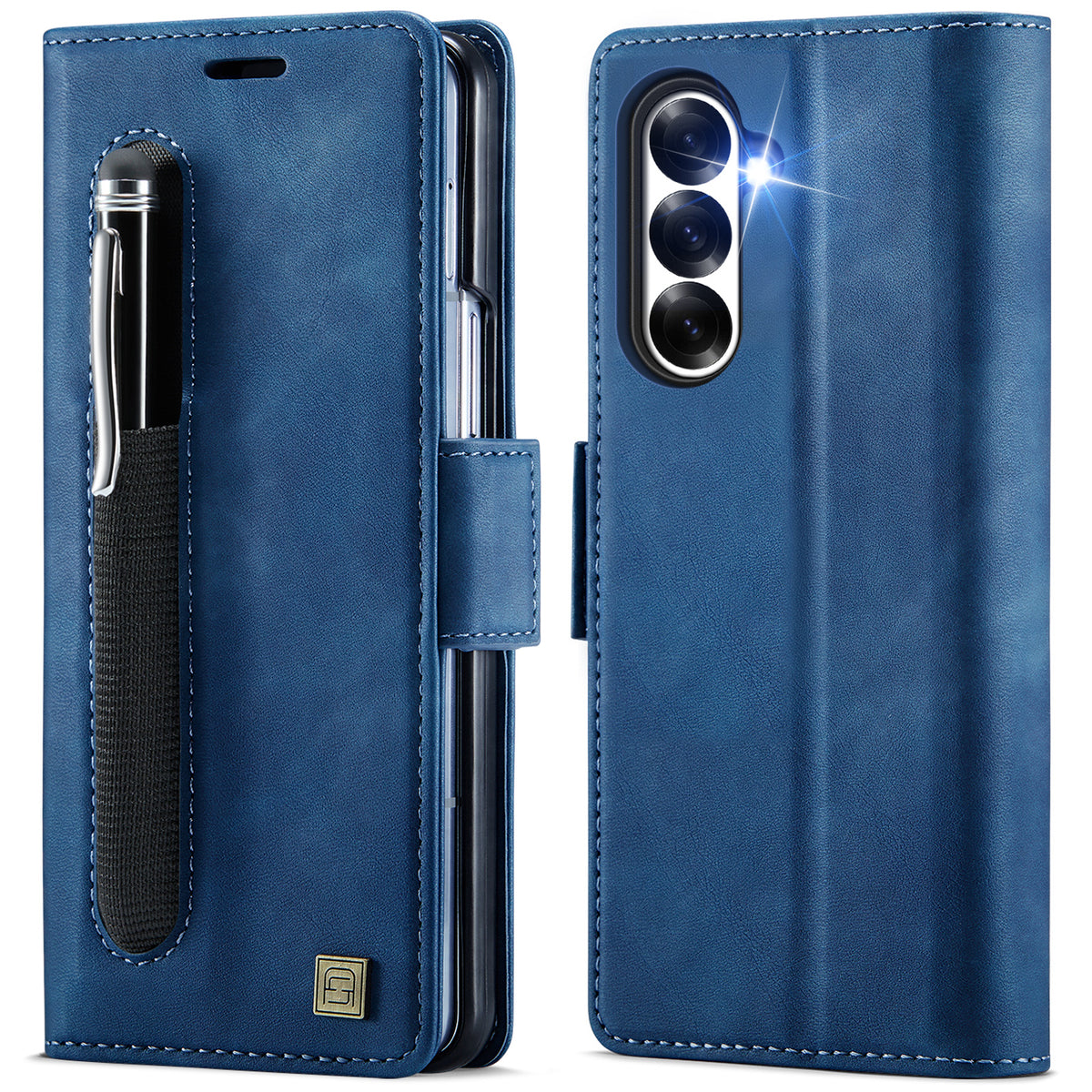 AUTSPACE til Samsung Galaxy Z Fold7 5G A11 Cover RFID-blokerende retro læder mobiltelefon pung cover
