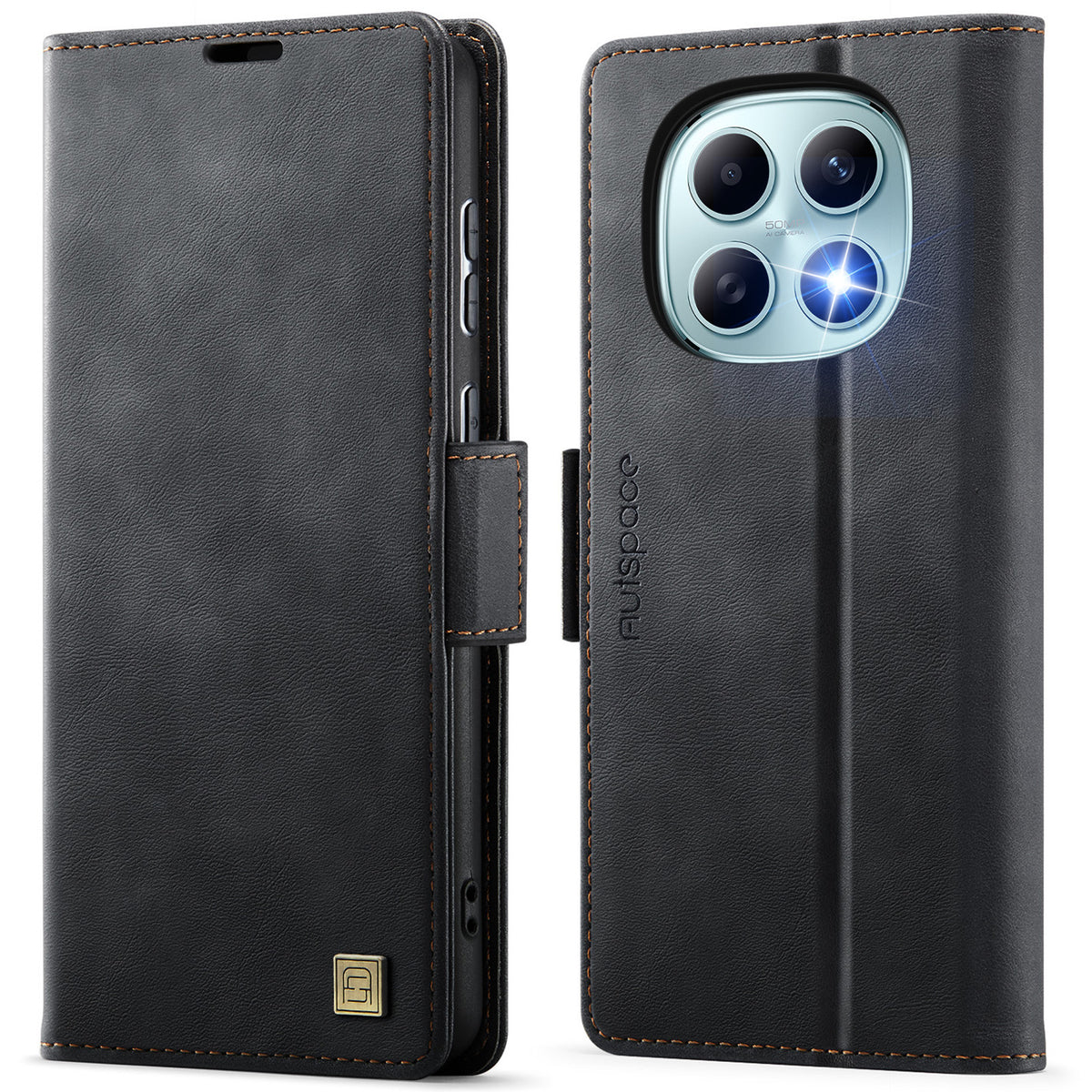 AUTSPACE for Xiaomi Poco M8 5G / Xiaomi Redmi Note 15 4G (Global) / Xiaomi Redmi Note 15 5G (Global) A11 Case RFID Blocking Retro Leather Cell Phone Wallet Cover