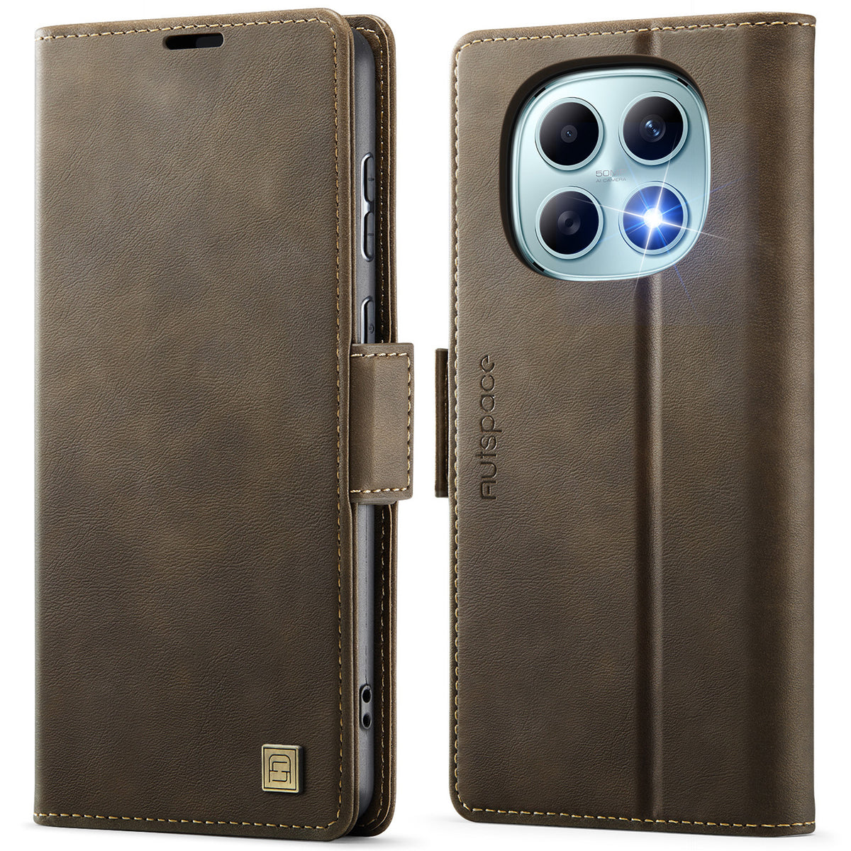 AUTSPACE for Xiaomi Poco M8 5G / Xiaomi Redmi Note 15 4G (Global) / Xiaomi Redmi Note 15 5G (Global) A11 Case RFID Blocking Retro Leather Cell Phone Wallet Cover