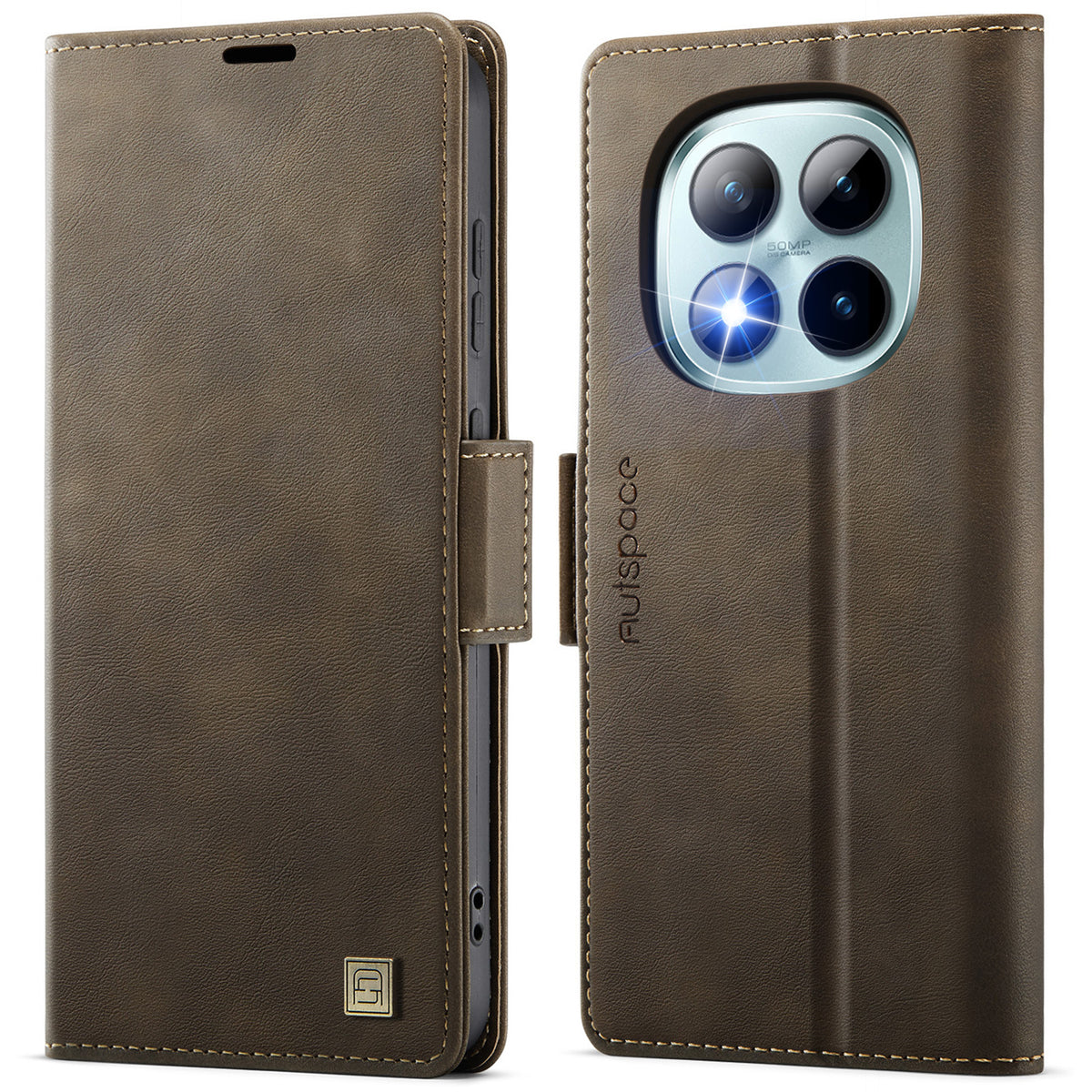 AUTSPACE for Xiaomi Redmi Note 15 Pro+ 5G (Global) / Xiaomi Poco M8 Pro 5G A11 Case RFID Blocking Retro Leather Cell Phone Wallet Cover