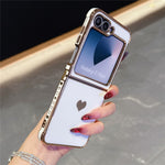 For Samsung Galaxy Z Flip7 FE 5G / Z Flip6 5G Case TPU Phone Back Cover Electroplating Heart Pattern