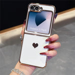 For Samsung Galaxy Z Flip7 FE 5G / Z Flip6 5G Case TPU Phone Back Cover Electroplating Heart Pattern