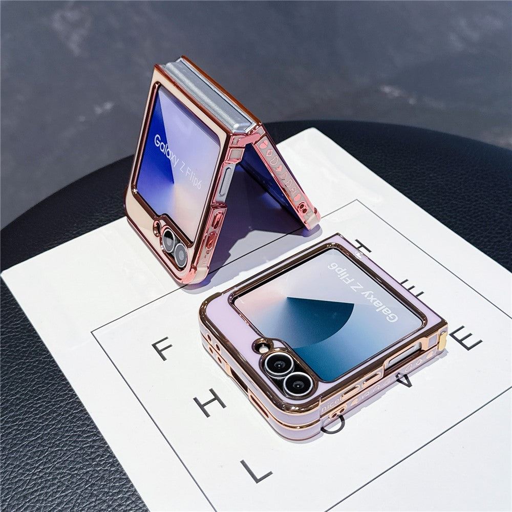 For Samsung Galaxy Z Flip7 FE 5G / Z Flip6 5G Case TPU Phone Back Cover Electroplating Heart Pattern