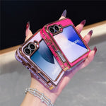 For Samsung Galaxy Z Flip7 FE 5G / Z Flip6 5G Case TPU Phone Back Cover Electroplating Heart Pattern