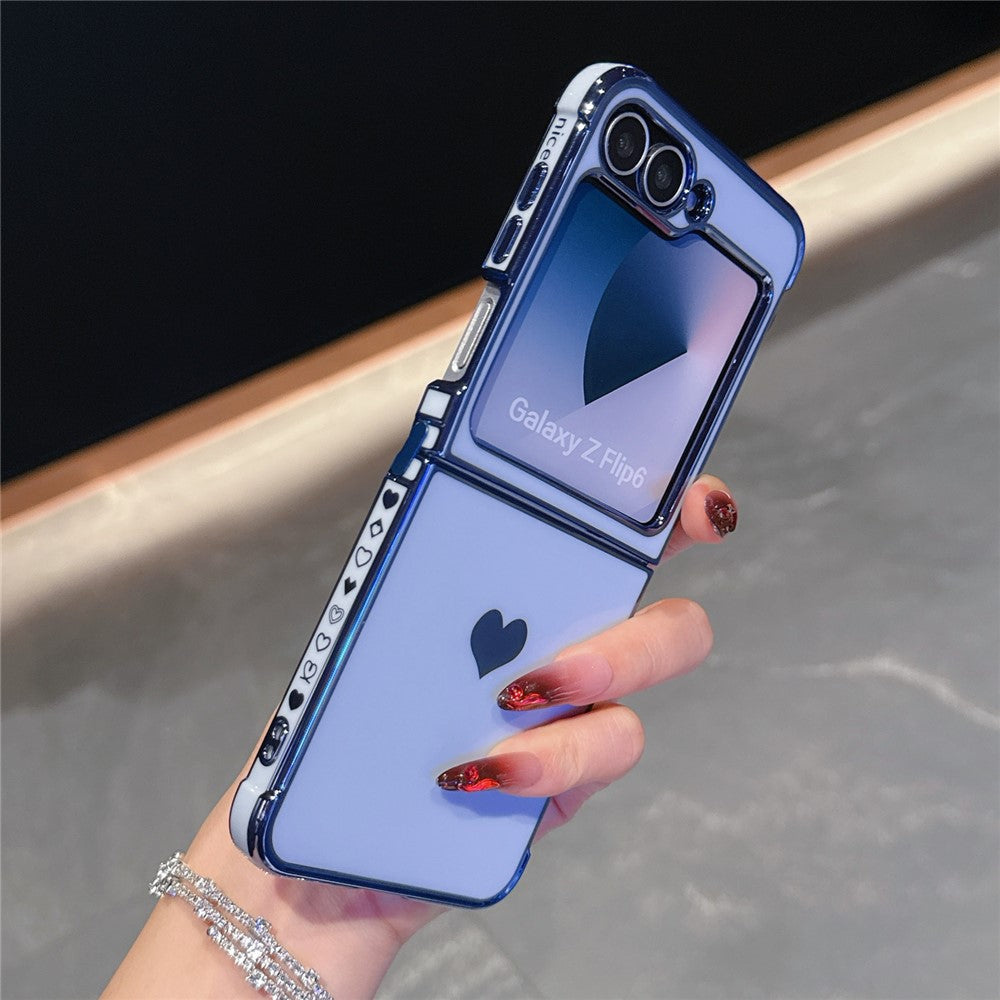 For Samsung Galaxy Z Flip7 FE 5G / Z Flip6 5G Case TPU Phone Back Cover Electroplating Heart Pattern