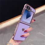For Samsung Galaxy Z Flip7 FE 5G / Z Flip6 5G Case TPU Phone Back Cover Electroplating Heart Pattern