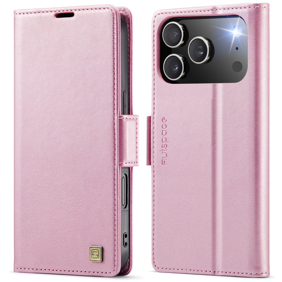 AUTSPACE for iPhone 17 Pro A11 Case RFID Blocking Retro Leather Cell Phone Wallet Cover