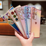 For Samsung Galaxy S24 Ultra Case Dazzling Design Electroplating Heart Pattern TPU Phone Cover