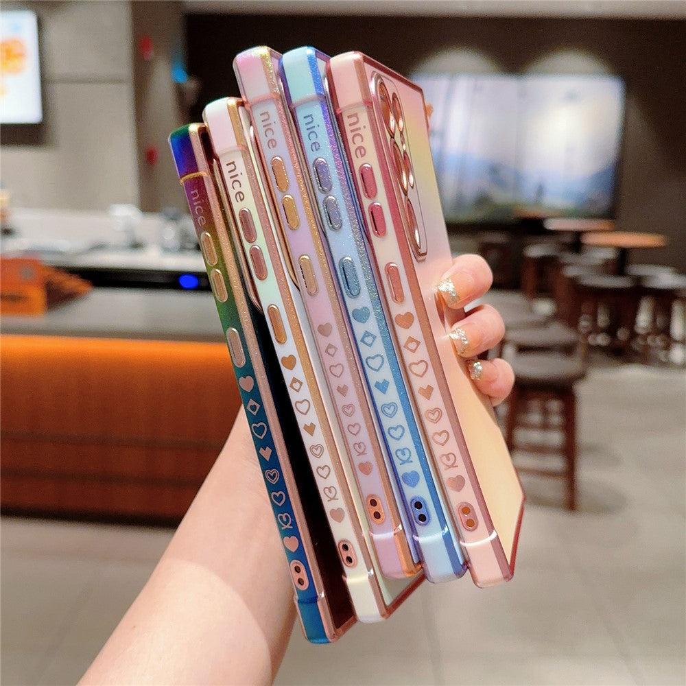 For Samsung Galaxy S24 Ultra Case Dazzling Design Electroplating Heart Pattern TPU Phone Cover