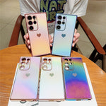 For Samsung Galaxy S24 Ultra Case Dazzling Design Electroplating Heart Pattern TPU Phone Cover