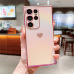 For Samsung Galaxy S24 Ultra Case Dazzling Design Electroplating Heart Pattern TPU Phone Cover
