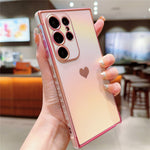 For Samsung Galaxy S24 Ultra Case Dazzling Design Electroplating Heart Pattern TPU Phone Cover
