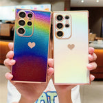 For Samsung Galaxy S24 Ultra Case Dazzling Design Electroplating Heart Pattern TPU Phone Cover