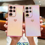 For Samsung Galaxy S24 Ultra Case Dazzling Design Electroplating Heart Pattern TPU Phone Cover