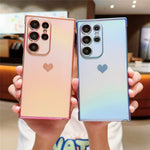 For Samsung Galaxy S24 Ultra Case Dazzling Design Electroplating Heart Pattern TPU Phone Cover