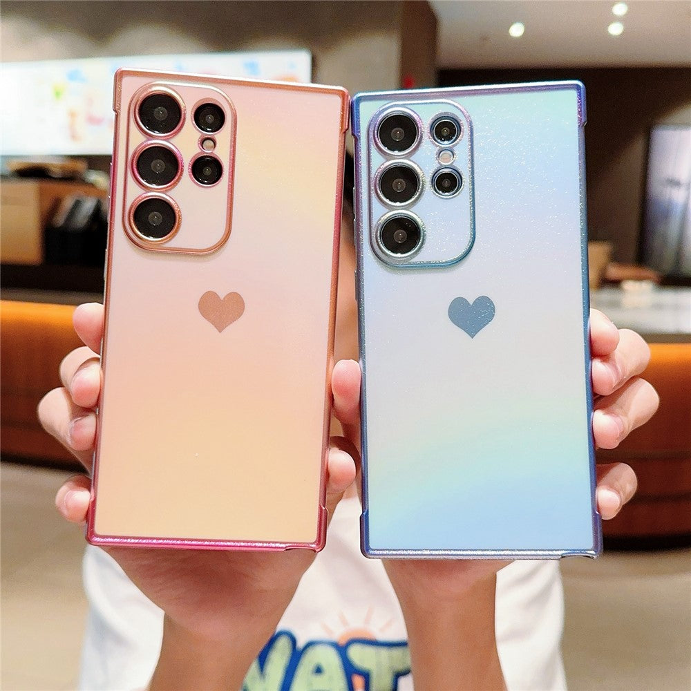 For Samsung Galaxy S24 Ultra Case Dazzling Design Electroplating Heart Pattern TPU Phone Cover