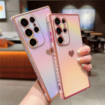 For Samsung Galaxy S24 Ultra Case Dazzling Design Electroplating Heart Pattern TPU Phone Cover
