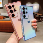 For Samsung Galaxy S24 Ultra Case Dazzling Design Electroplating Heart Pattern TPU Phone Cover