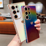 For Samsung Galaxy S24 Ultra Case Dazzling Design Electroplating Heart Pattern TPU Phone Cover