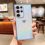 For Samsung Galaxy S24 Ultra Case Dazzling Design Electroplating Heart Pattern TPU Phone Cover
