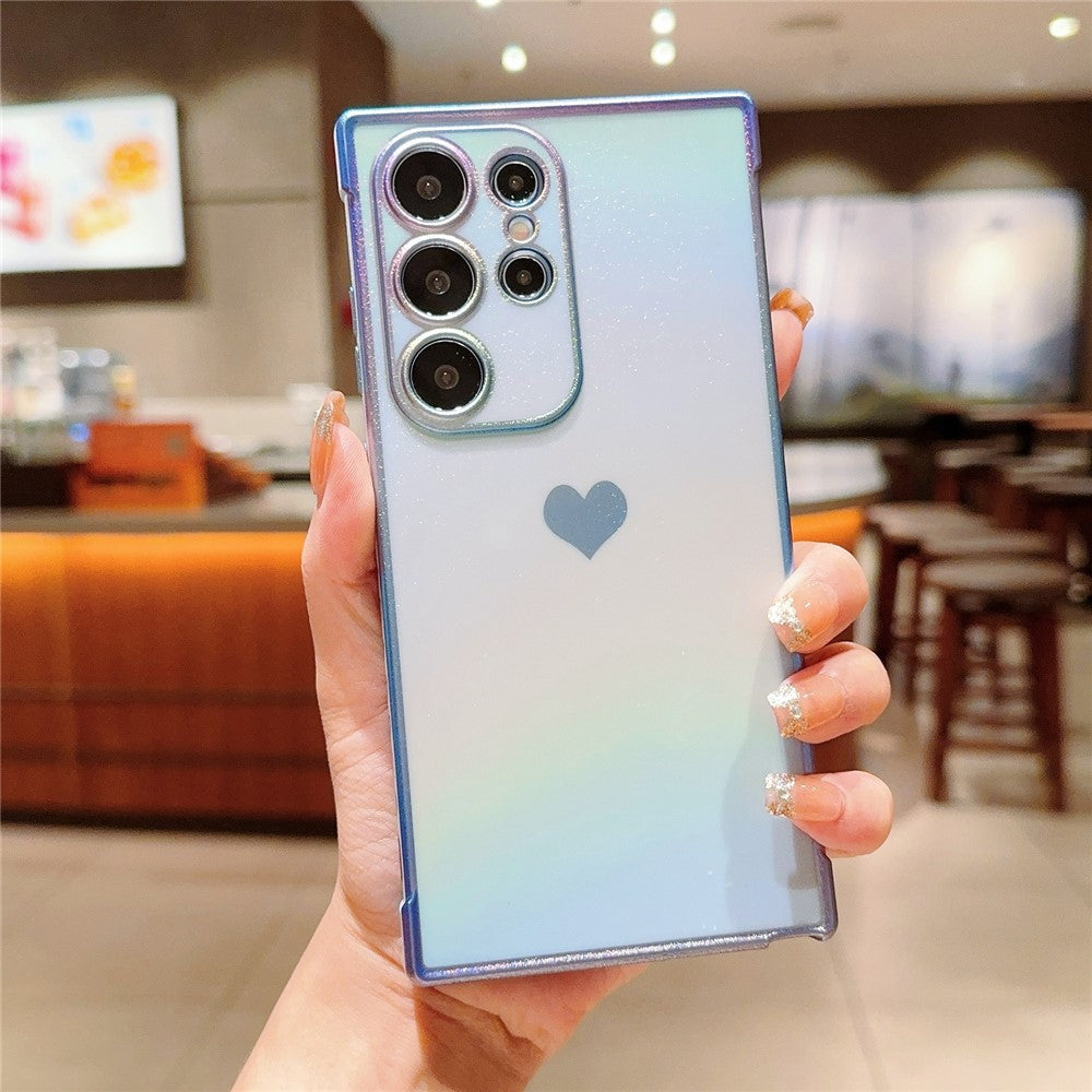 For Samsung Galaxy S24 Ultra Case Dazzling Design Electroplating Heart Pattern TPU Phone Cover