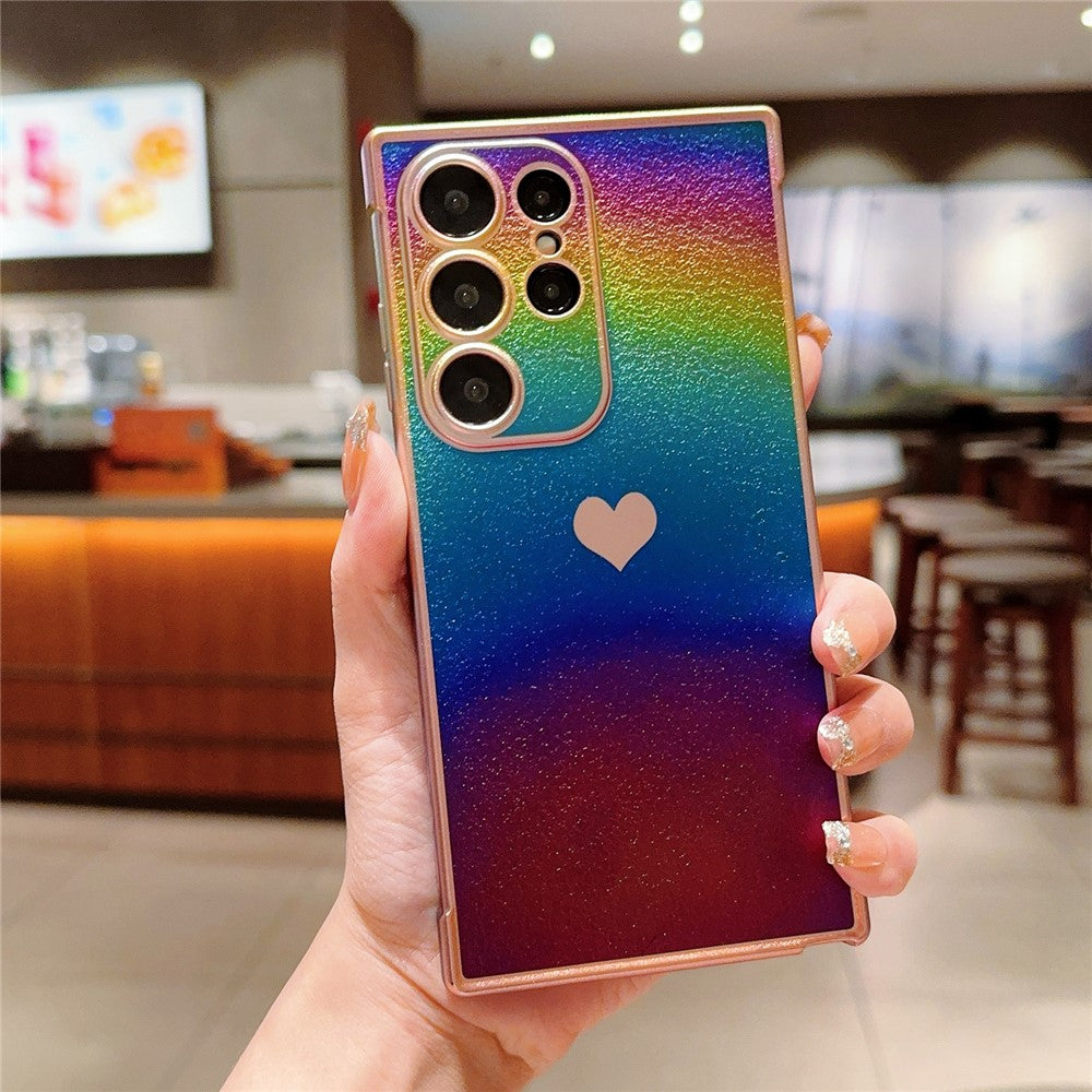 For Samsung Galaxy S24 Ultra Case Dazzling Design Electroplating Heart Pattern TPU Phone Cover