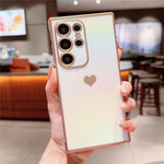 For Samsung Galaxy S24 Ultra Case Dazzling Design Electroplating Heart Pattern TPU Phone Cover