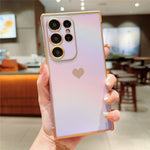 For Samsung Galaxy S24 Ultra Case Dazzling Design Electroplating Heart Pattern TPU Phone Cover