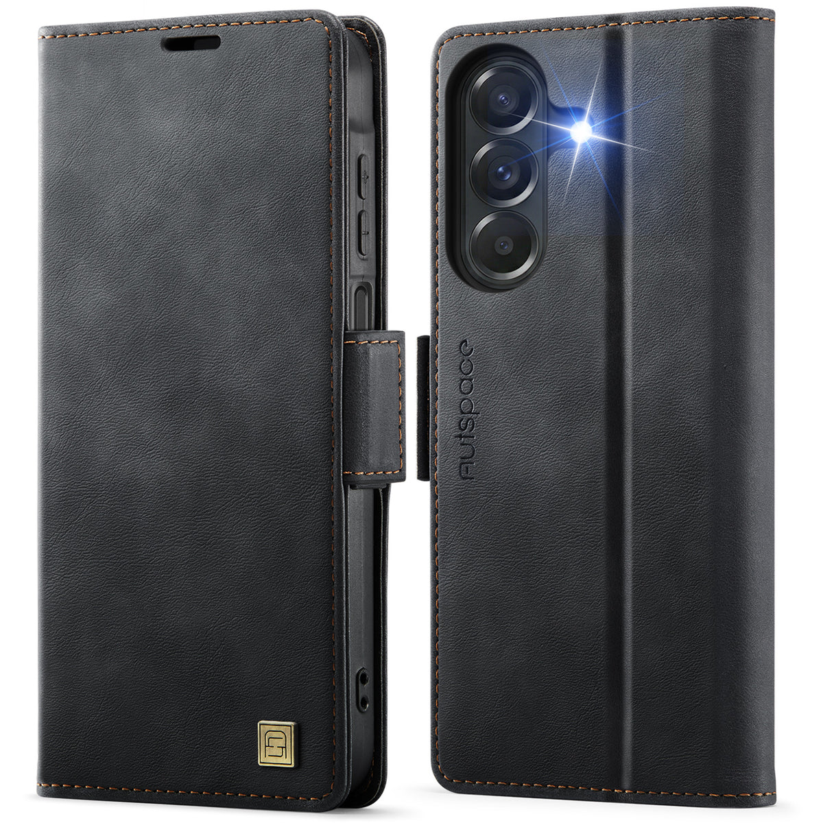 AUTSPACE for Samsung Galaxy A27 5G A11 Case RFID Blocking Retro Leather Cell Phone Wallet Cover