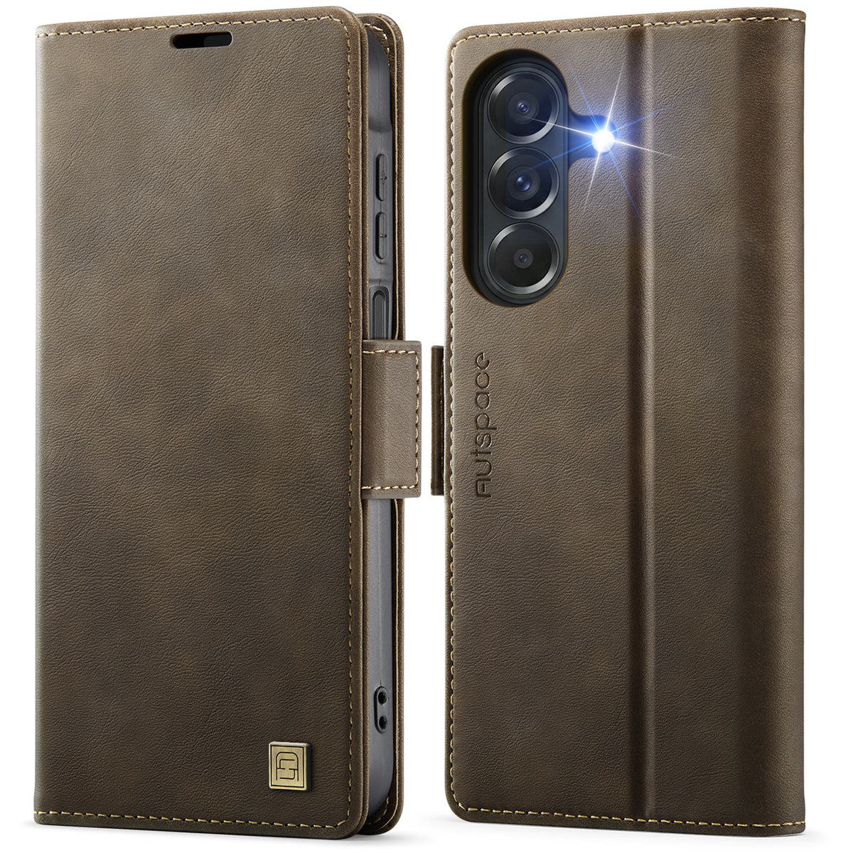 AUTSPACE for Samsung Galaxy A27 5G A11 Case RFID Blocking Retro Leather Cell Phone Wallet Cover