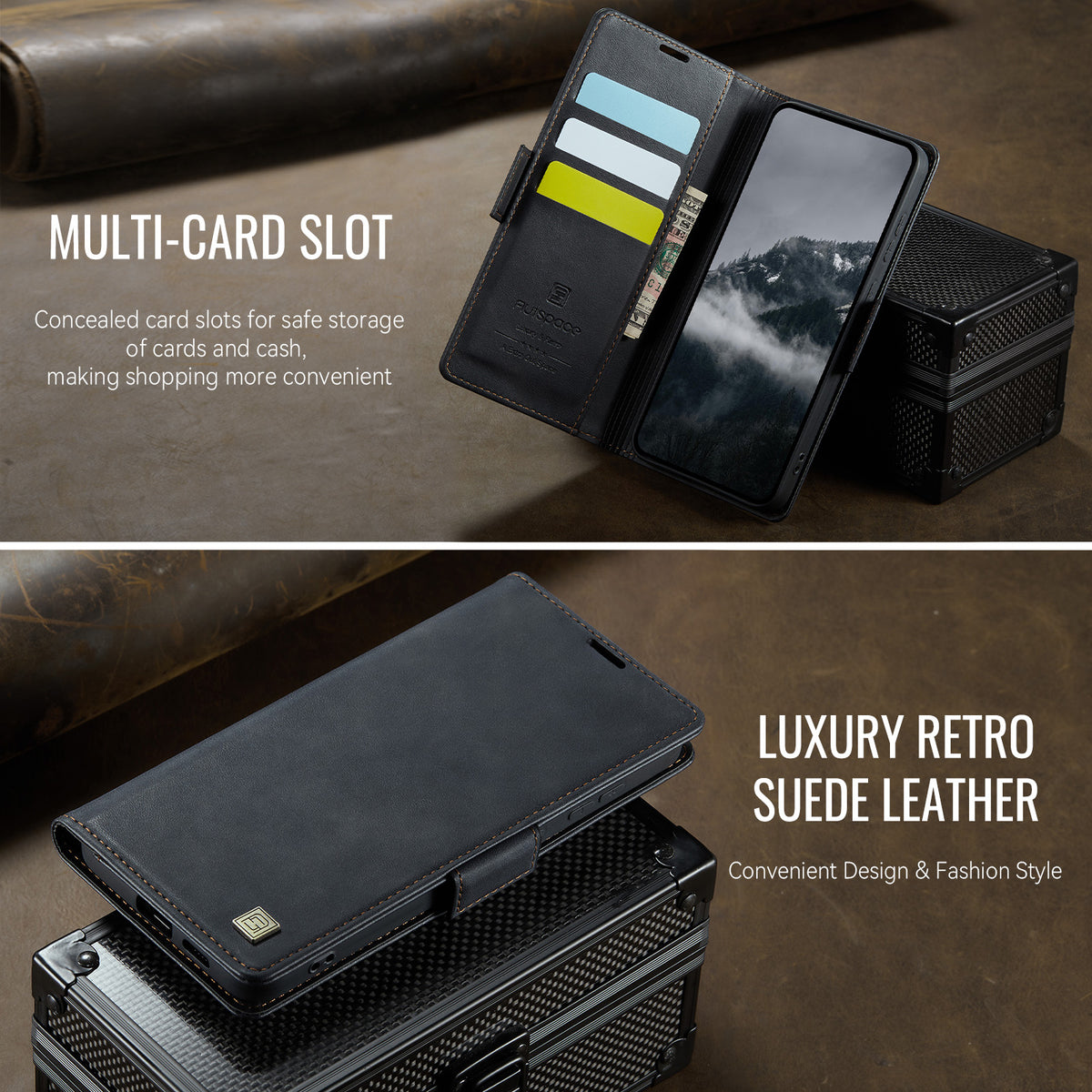 AUTSPACE for Xiaomi Redmi Note 15 Pro 4G (Global) A11 Case RFID Blocking Retro Leather Cell Phone Wallet Cover
