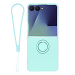 For Samsung Galaxy Z Flip8 Silicone Case with Strap Ring Kickstand Phone Cover