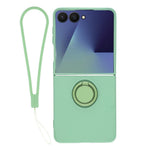 For Samsung Galaxy Z Flip8 Silicone Case with Strap Ring Kickstand Phone Cover