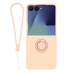 For Samsung Galaxy Z Flip8 Silicone Case with Strap Ring Kickstand Phone Cover