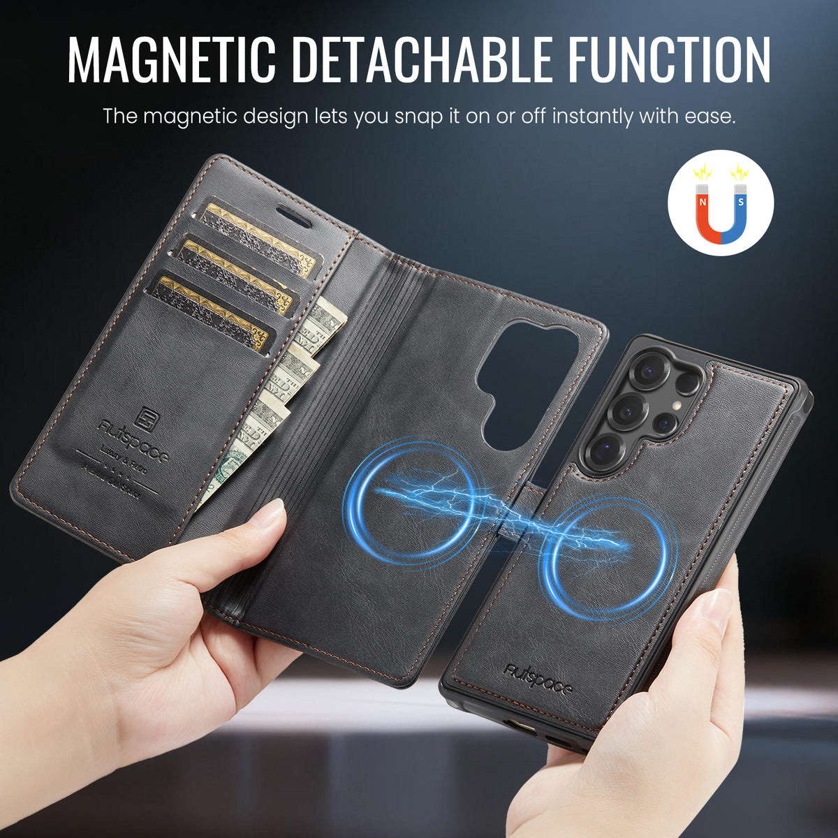 AUTSPACE for Samsung Galaxy S26 Ultra A05 Case Wallet Stand Detachable Leather Magnetic Phone Cover