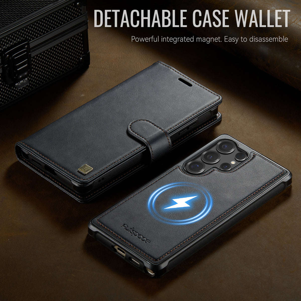AUTSPACE for Samsung Galaxy S26 Ultra A05 Case Wallet Stand Detachable Leather Magnetic Phone Cover