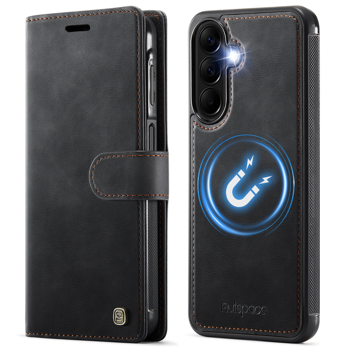 AUTSPACE for Samsung Galaxy A27 5G A05 Case Wallet Stand Detachable Leather Magnetic Phone Cover