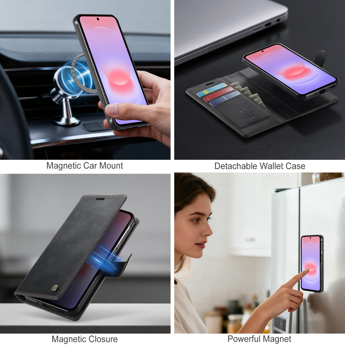 AUTSPACE för Samsung Galaxy A27 5G A05 Plånboksfodral Avtagbart Läder Magnetiskt mobilskal