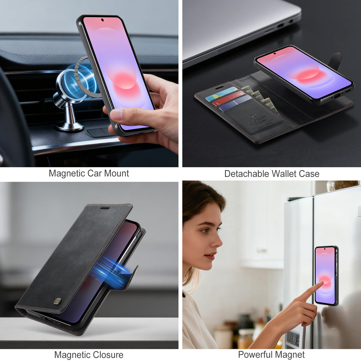 AUTSPACE for Samsung Galaxy A37 5G A05 Case Wallet Stand Detachable Leather Magnetic Phone Cover