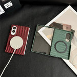 For Samsung Galaxy Z Fold8 Magnetic Case Carbon Fiber Texture PC Phone Cover with Screen Protector