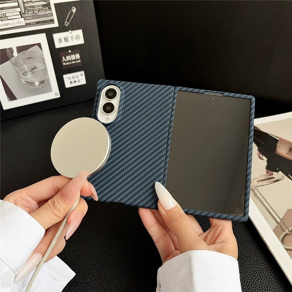 For Samsung Galaxy Z Fold8 Magnetic Case Carbon Fiber Texture PC Phone Cover with Screen Protector
