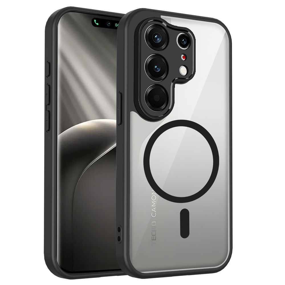 For TECNO Camon 50 4G Magnetic Case Transparent PC + TPU Shockproof Skin-friendly Phone Cover