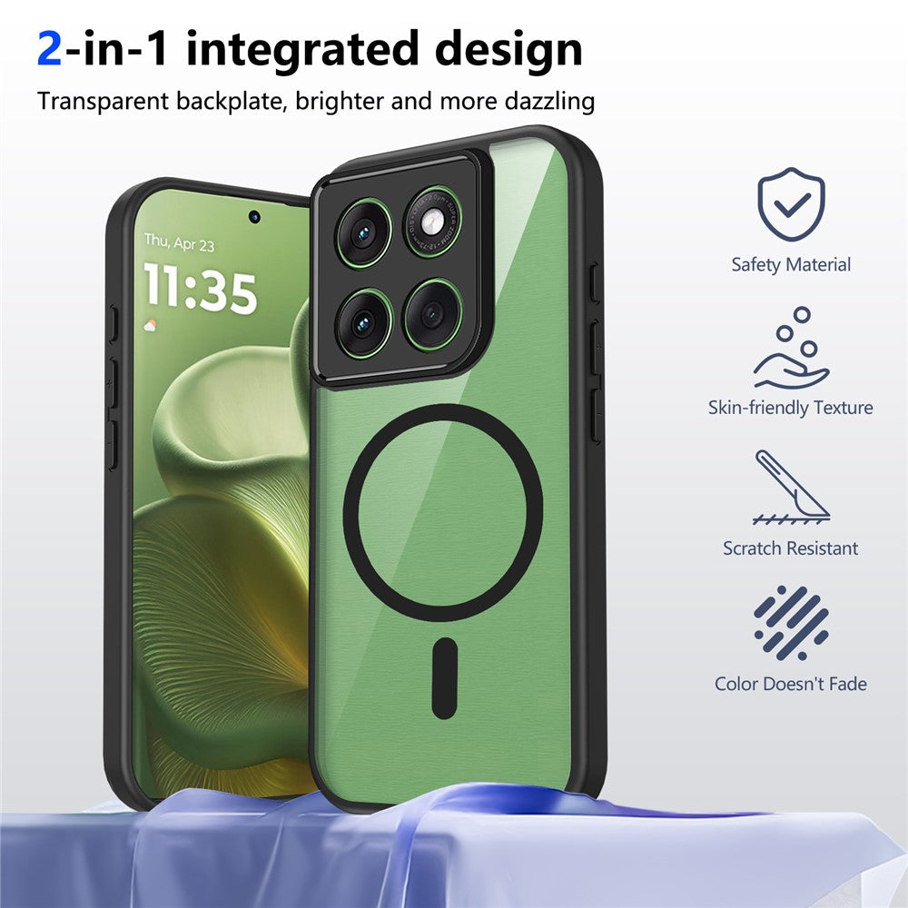 For Motorola Edge 60 Pro 5G Magnetic Case Transparent PC + TPU Shockproof Skin-friendly Phone Cover